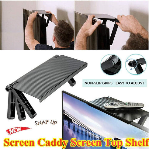 13 Inch Adjustable Screen Top Shelf Organizer for TV Computer Monitor Flat Screen, Large TV Mount Top Shelf Used to Place Soundbar Cable Box Speak...